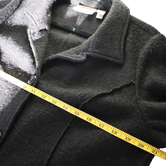 Chicos Boiled Wool Jacket Womens Size Small Black Button Front Collared Warm - Picture 8 of 10